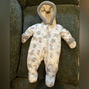 Cozy Dinosaur Print Kids Footie